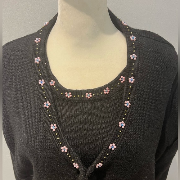 NWT Storybook Knits HSN Timeless Beauty Black Sweater + Tank 2 Piece Set Size L - Picture 2 of 10